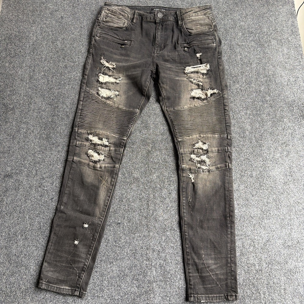 Embellish Jeans Embellish Nyc Men's Moto Biker Rip & Repair Distressed Skinnyfit